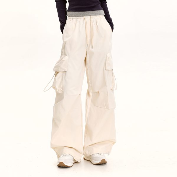 American Retro Dance Cargo Pants for Women - Summer Loose Casual Jazz Wide-Leg Pants in Draped Style