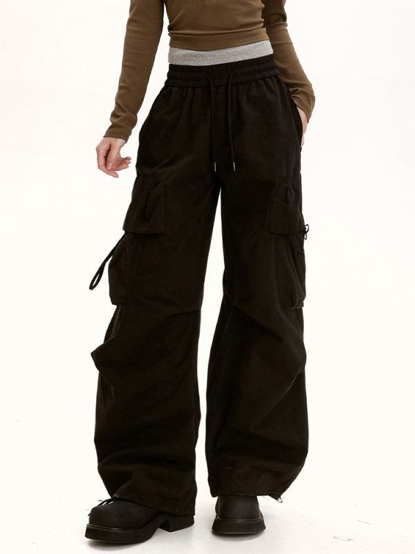 American Retro Dance Cargo Pants for Women - Summer Loose Casual Jazz Wide-Leg Pants in Draped Style