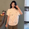 American Retro Embroidered Puzzle Graphic Short Sleeve T-Shirt for Women - Trendy Summer Couple Top, High-End Fashion
