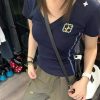 American Retro Embroidered V-Neck Short Sleeve T-Shirt for Women - Summer 2025 Slim Fit Cropped Top, Sexy Y2K Style