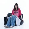 American Retro Gradient Red Short-Sleeve T-Shirt for Women, Unique Loose Fit with Embroidery, Y2K Inspired Fashion Top