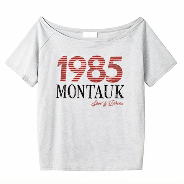 American Retro Off-Shoulder T-Shirt for Women, Summer Letter Print, Oversized Loose Short Sleeve, Trendy Y2K Shoulder-Baring Top