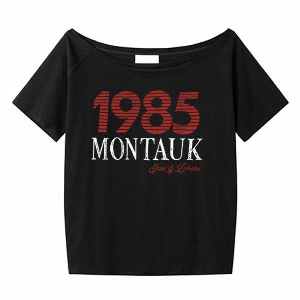 American Retro Off-Shoulder T-Shirt for Women, Summer Letter Print, Oversized Loose Short Sleeve, Trendy Y2K Shoulder-Baring Top