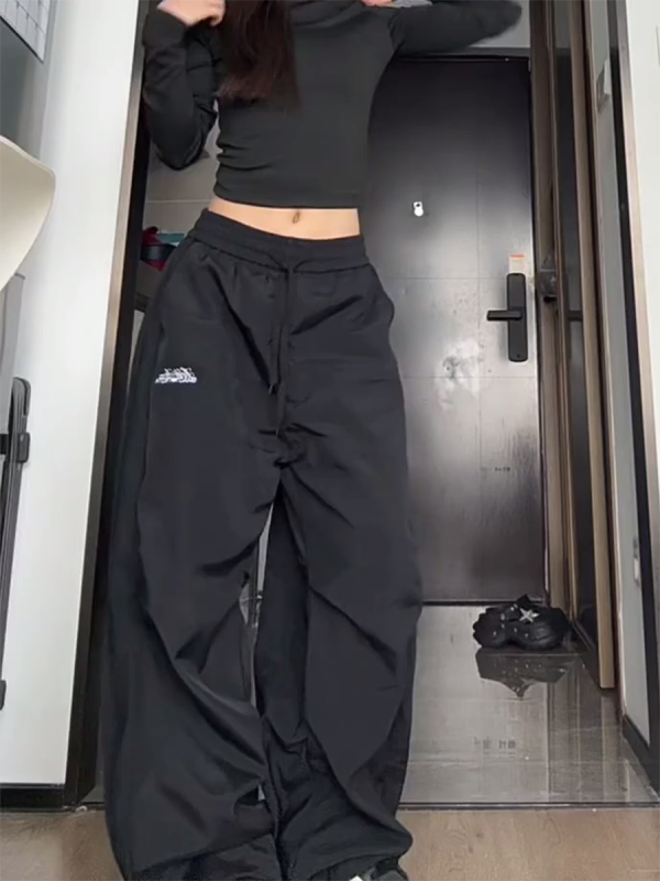 American Retro Pleated Wide-Leg Work Pants for Women - Casual Loose Drape Summer Style
