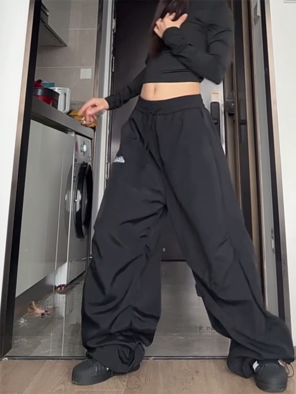 American Retro Pleated Wide-Leg Work Pants for Women - Casual Loose Drape Summer Style