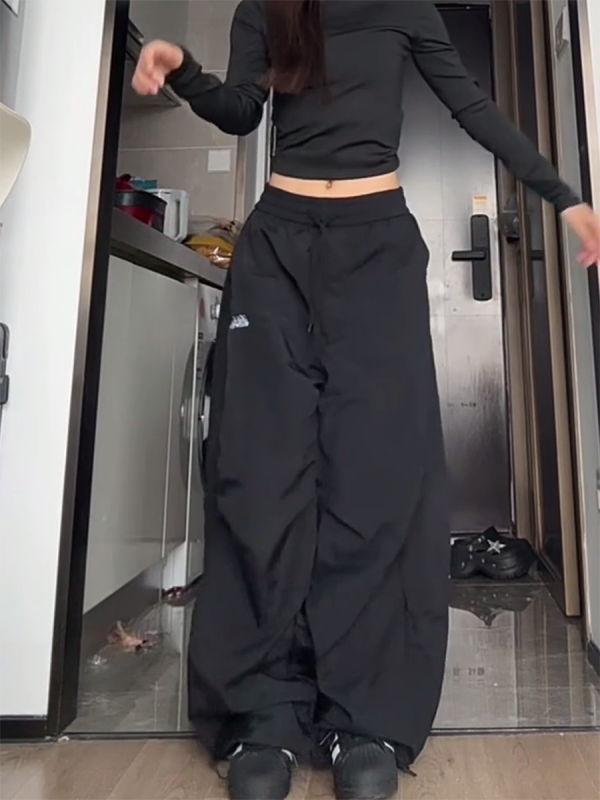 American Retro Pleated Wide-Leg Work Pants for Women - Casual Loose Drape Summer Style