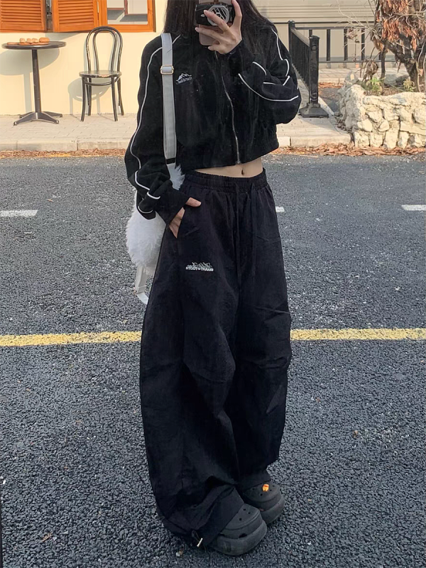 American Retro Pleated Wide-Leg Work Pants for Women - Casual Loose Drape Summer Style