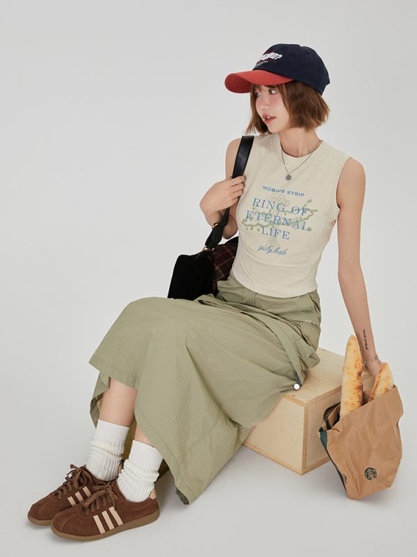 American Retro Printed Camisole for Women - Summer Spicy Short Top with Girly Vibe - Y2K Style