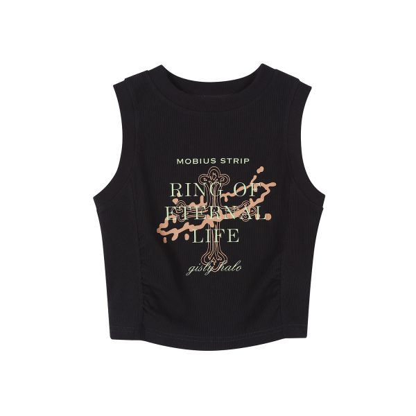 American Retro Printed Camisole for Women - Summer Spicy Short Top with Girly Vibe - Y2K Style
