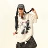 American Retro Printed Washed Short-Sleeve T-Shirt for Men and Women - Trendy Couple Top in Y2K Style