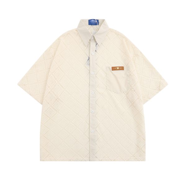 American Retro Short Sleeve Shirt Jacket for Women - Summer Loose Casual Top with Unique Design