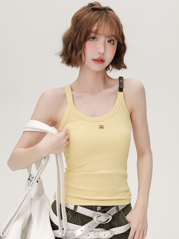 American Retro Spicy Girl Camisole for Women - 2024 Summer Slim-Fit Top in Girly Style