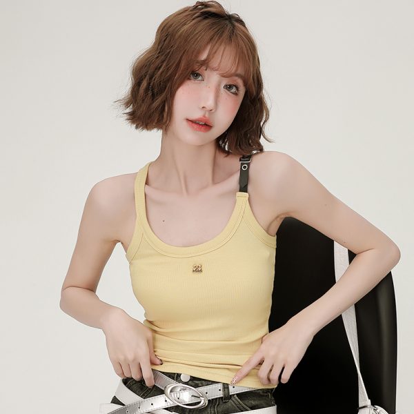 American Retro Spicy Girl Camisole for Women - 2024 Summer Slim-Fit Top in Girly Style