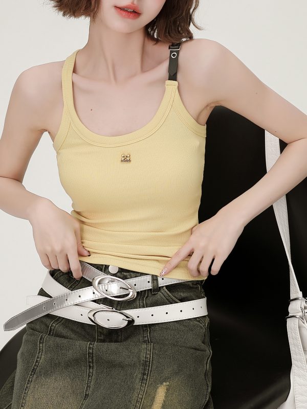 American Retro Spicy Girl Camisole for Women - 2024 Summer Slim-Fit Top in Girly Style