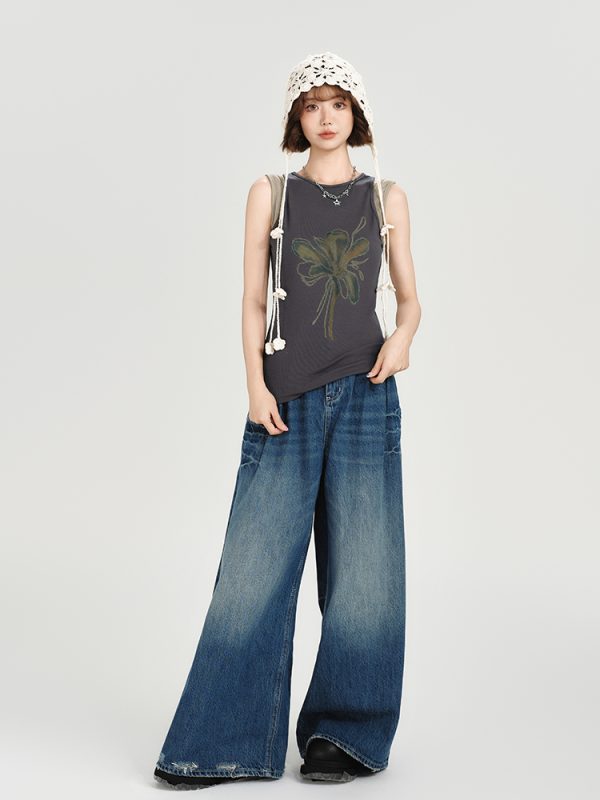 American Retro Spicy Girl Sleeveless T-Shirt Vest - Summer Slim Fit Fake Two-Piece Top for Women