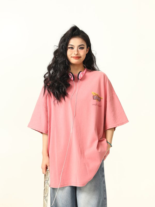 American Retro Street Scenery Printed Short-Sleeve T-Shirt for Men and Women - Loose Versatile Summer Couple Top