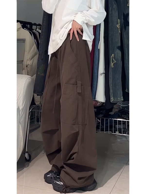 American Retro Wide-Leg Cargo Pants for Women - Loose Versatile Straight Casual Pants, 90s Jazz Dance Style