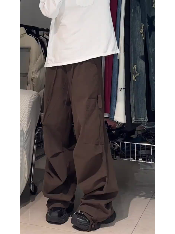 American Retro Wide-Leg Cargo Pants for Women - Loose Versatile Straight Casual Pants, 90s Jazz Dance Style