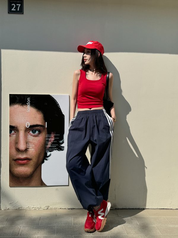 American Retro Wide-Leg Workwear Pants for Women - Light Fabric Dark Blue Casual Slimming Long Pants for Spring and Summer