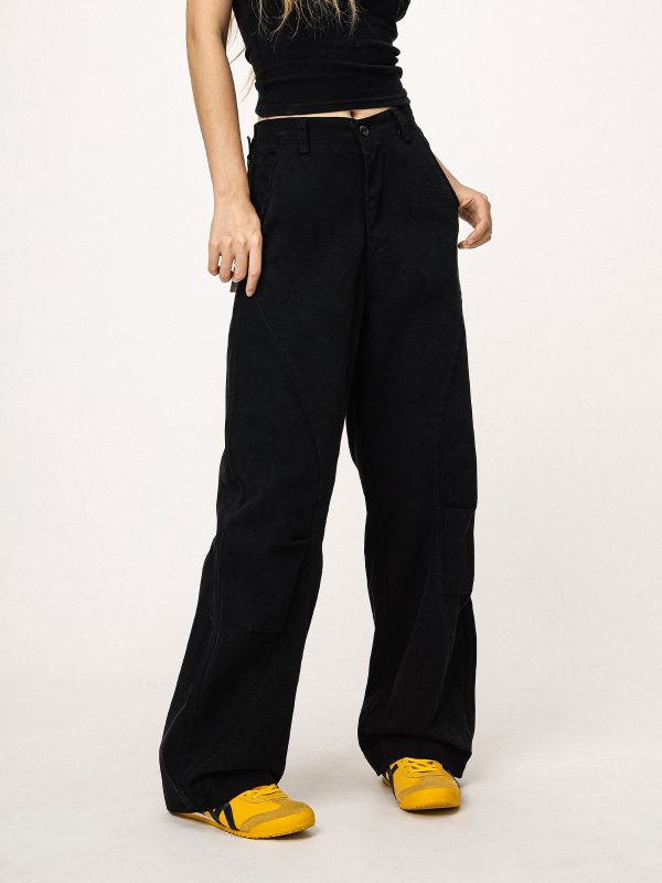 American-Style Black Straight-Leg Casual Pants for Women - Versatile Commuting Trousers - Cleanfit Long Pants