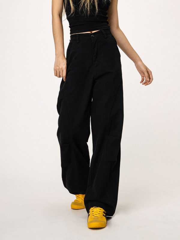 American-Style Black Straight-Leg Casual Pants for Women - Versatile Commuting Trousers - Cleanfit Long Pants