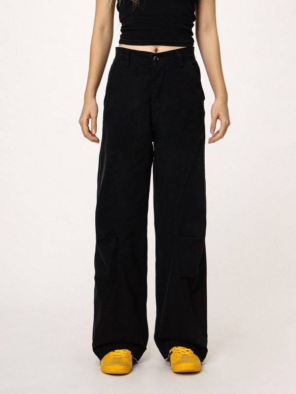 American-Style Black Straight-Leg Casual Pants for Women - Versatile Commuting Trousers - Cleanfit Long Pants