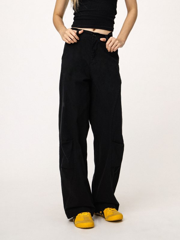 American-Style Black Straight-Leg Casual Pants for Women - Versatile Commuting Trousers - Cleanfit Long Pants