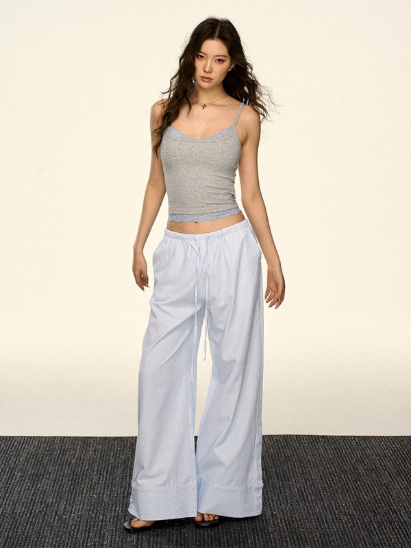 American-Style Faux Two-Piece Lace Layered Tank Top for Women - Summer Slimming Camisole, Versatile Outerwear & Inner Wear