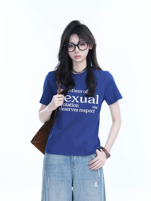 American Style Heavy-Duty Washed Gradient Short Sleeve T-Shirt for Women - Oversized Loose Fit Tee