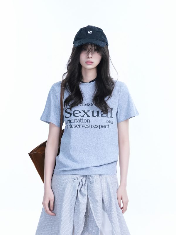 American Style Heavy-Duty Washed Gradient Short Sleeve T-Shirt for Women - Oversized Loose Fit Tee