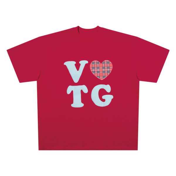 American Style Oversized Short Sleeve Women's Summer Heart Letter Print Loose Round Neck T-Shirt | High Street Fashion