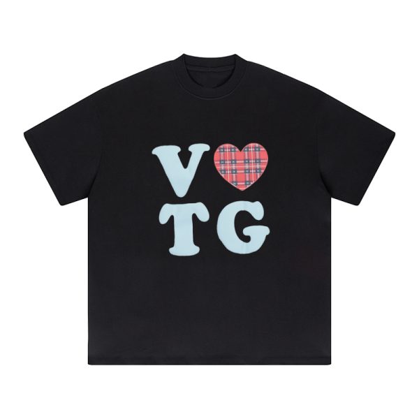 American Style Oversized Short Sleeve Women's Summer Heart Letter Print Loose Round Neck T-Shirt | High Street Fashion