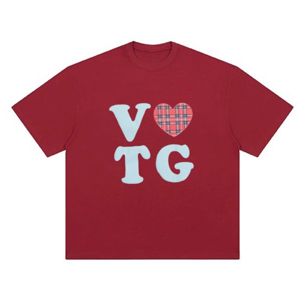 American Style Oversized Short Sleeve Women's Summer Heart Letter Print Loose Round Neck T-Shirt | High Street Fashion