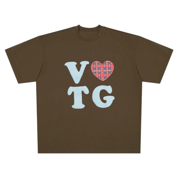American Style Oversized Short Sleeve Women's Summer Heart Letter Print Loose Round Neck T-Shirt | High Street Fashion