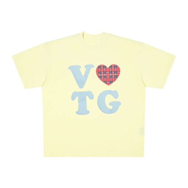 American Style Oversized Short Sleeve Women's Summer Heart Letter Print Loose Round Neck T-Shirt | High Street Fashion