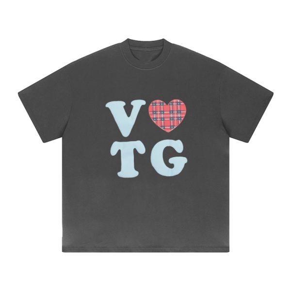 American Style Oversized Short Sleeve Women's Summer Heart Letter Print Loose Round Neck T-Shirt | High Street Fashion