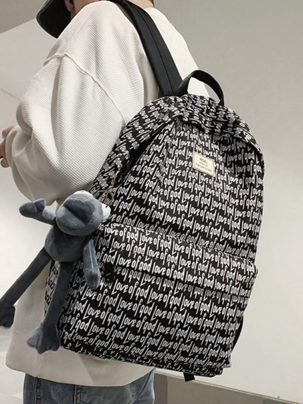 American-Style Printed Backpack for Students - Large Capacity Sports Book Bag for Boys, Trendy High School Essentials