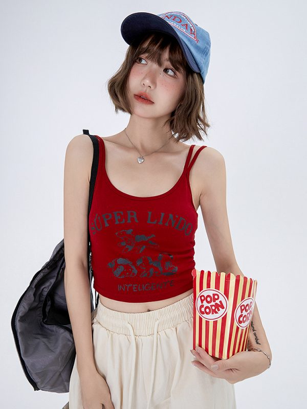 American-Style Printed Camisole for Women - Summer 2023 Niche Design, Trendy Short Spicy Girl Top