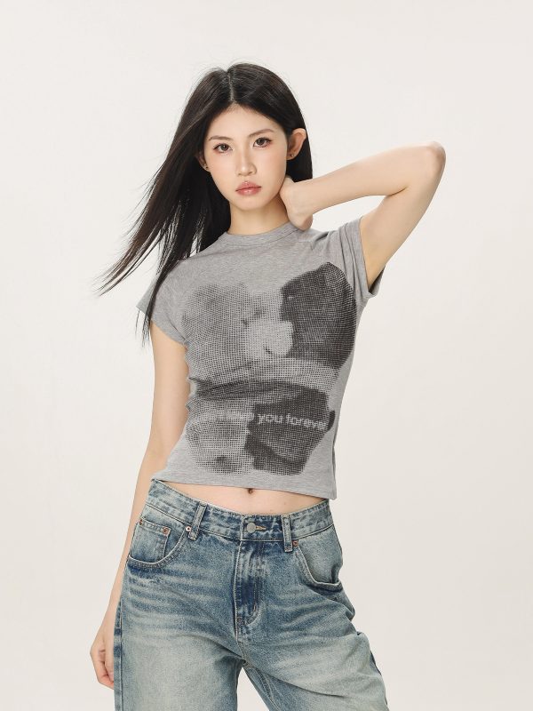 American Style Slim Fit Printed T-Shirt for Women - Beer Team Captain Summer Short Sleeve Top