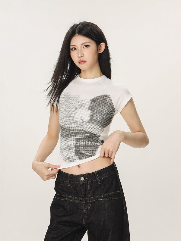 American Style Slim Fit Printed T-Shirt for Women - Beer Team Captain Summer Short Sleeve Top