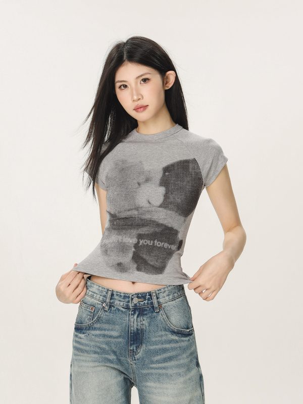 American Style Slim Fit Printed T-Shirt for Women - Beer Team Captain Summer Short Sleeve Top