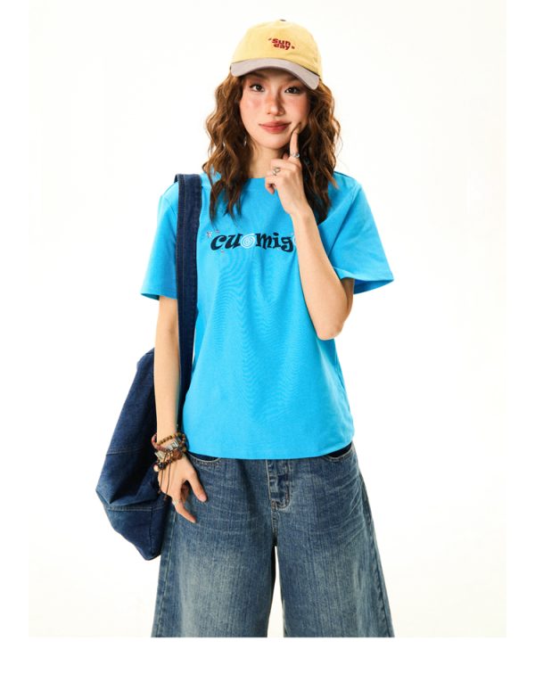 American Vintage Gray Short Sleeve T-Shirt for Women - Versatile Summer Casual Top with Cleanfit Design