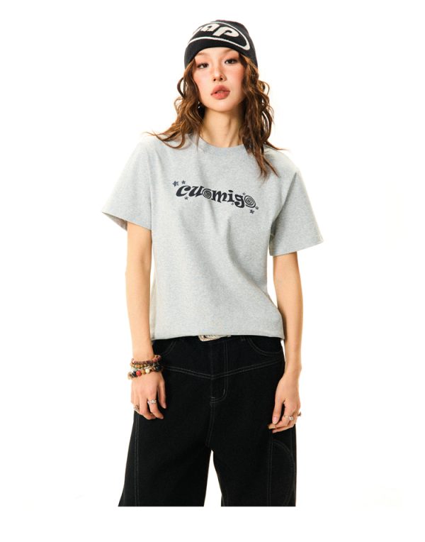 American Vintage Gray Short Sleeve T-Shirt for Women - Versatile Summer Casual Top with Cleanfit Design
