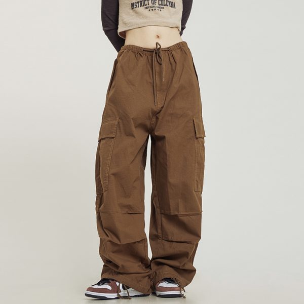 American Vintage Khaki Loose Straight Leg Casual Work Pants for Men and Women - Summer Wide Leg Slightly Flared 90s Style
