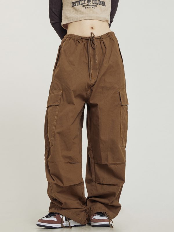 American Vintage Khaki Loose Straight Leg Casual Work Pants for Men and Women - Summer Wide Leg Slightly Flared 90s Style