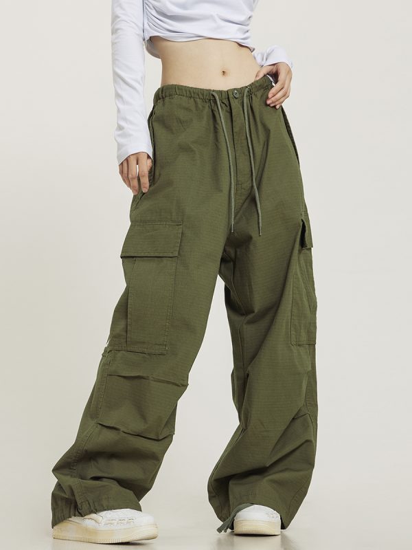 American Vintage Khaki Loose Straight Leg Casual Work Pants for Men and Women - Summer Wide Leg Slightly Flared 90s Style