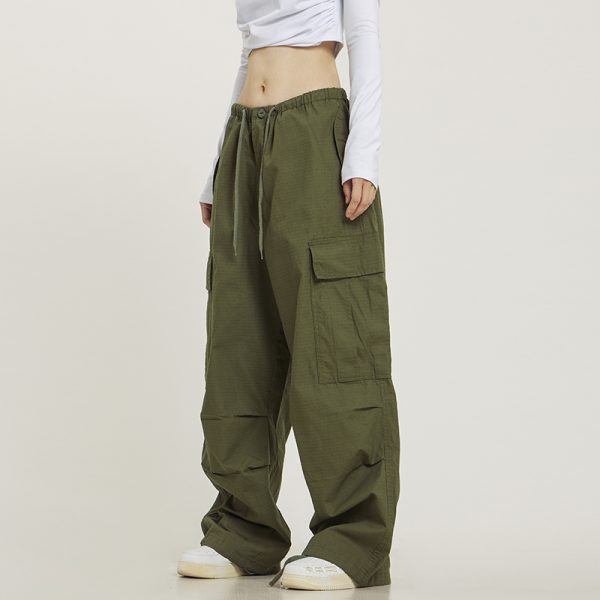 American Vintage Khaki Loose Straight Leg Casual Work Pants for Men and Women - Summer Wide Leg Slightly Flared 90s Style