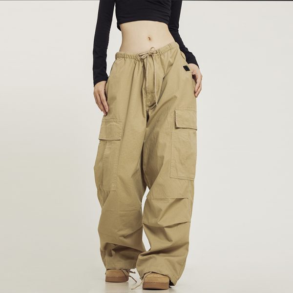 American Vintage Khaki Loose Straight Leg Casual Work Pants for Men and Women - Summer Wide Leg Slightly Flared 90s Style