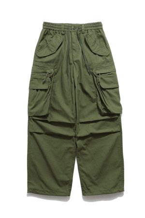 American Vintage Lace-Up Stacked Cargo Pants for Men and Women | Unisex Straight Casual Style | Trendy 90s Inspired Fashion