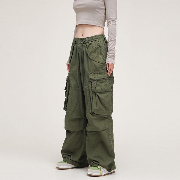 American Vintage Lace-Up Stacked Cargo Pants for Men and Women | Unisex Straight Casual Style | Trendy 90s Inspired Fashion